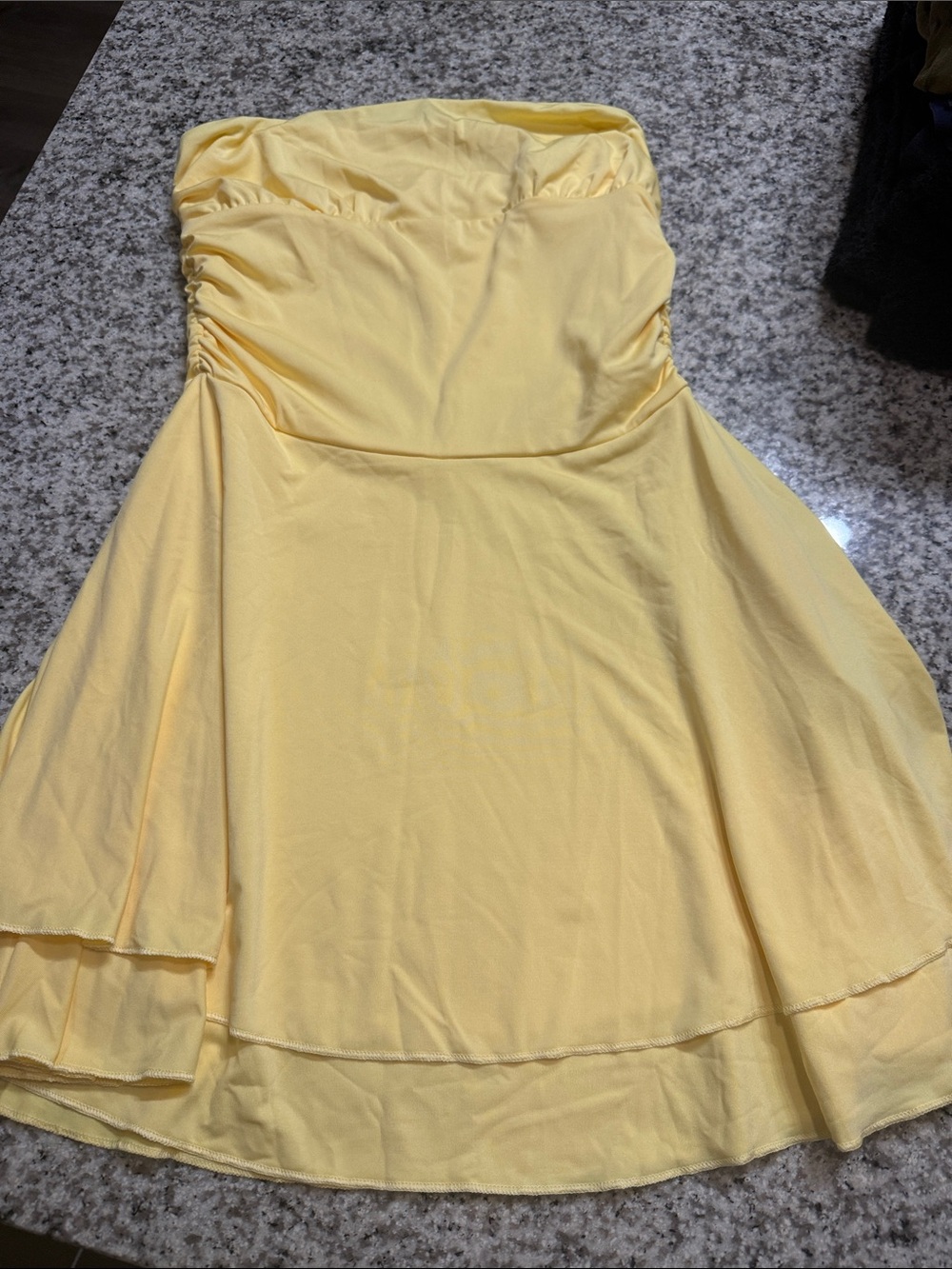 SHEIN Strapless Pale Yellow Fit-and-Flare Dress
